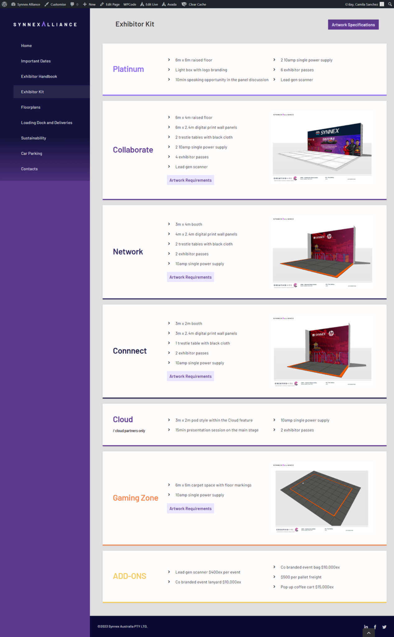 SYNNEX Alliance sponsor portal exhibitor kit and booth specifications